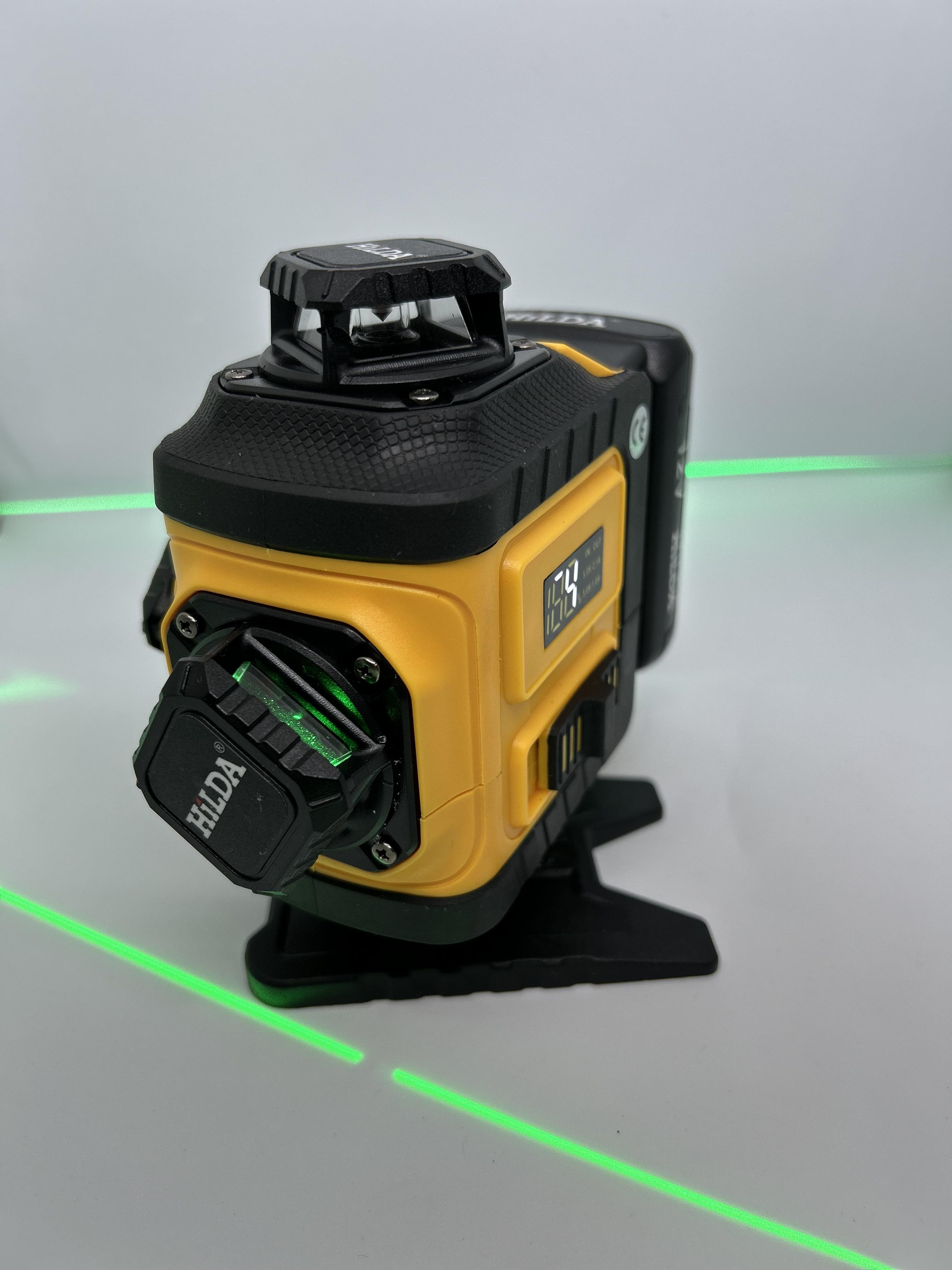 Лазерный уровень с зеленым лучом на 16 линий 360 градусов Hilda 4D Quick solution с поворотным основанием и башнями - фото 11