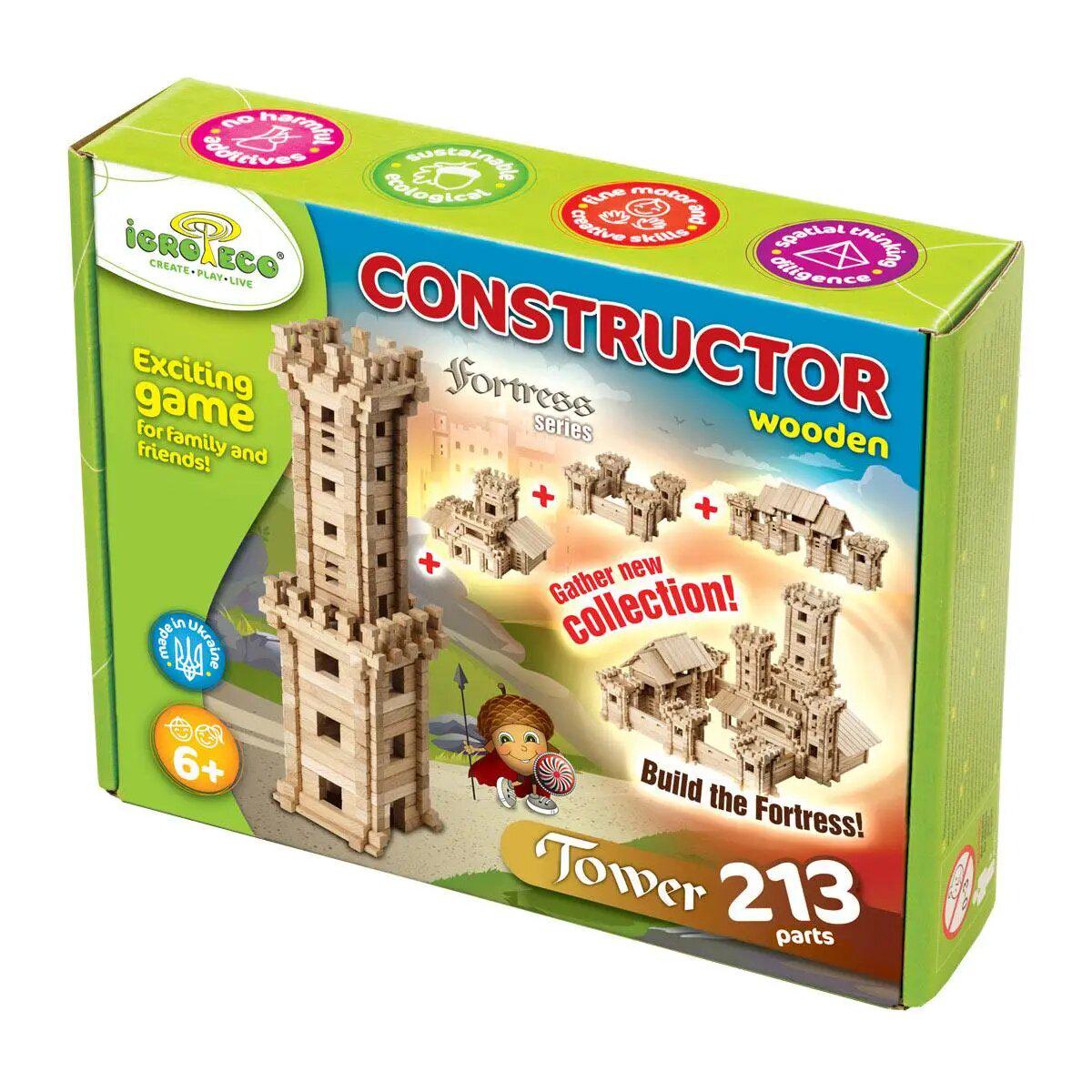 Конструктор деревянный для детей Igroteco Башня 213 деталей (900330)