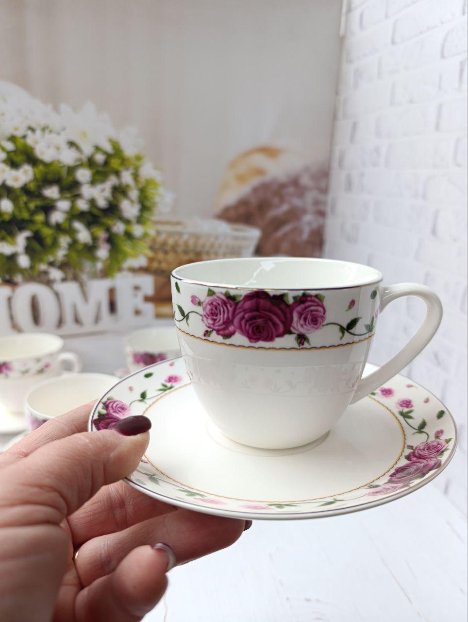 Сервіз чайний SNT Квітковий орнамент порцеляна 250 мл 12 пр. Білий (15103) - фото 3 Сервіз чайний SNT Квітковий орнамент порцеляна 250 мл 12 пр. Білий (15103) - фото 3