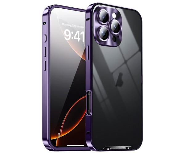 Чохол накладка Metal Glass для iPhone 16 Pro Max​ із додатковим захистом на камеру Фіолетовий