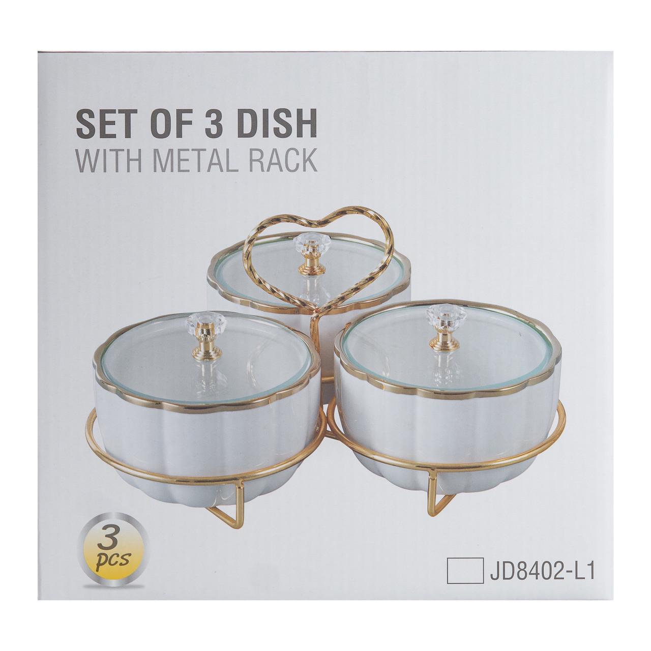 Менажница керамическая на металической подставке на 3 секции - фото 7