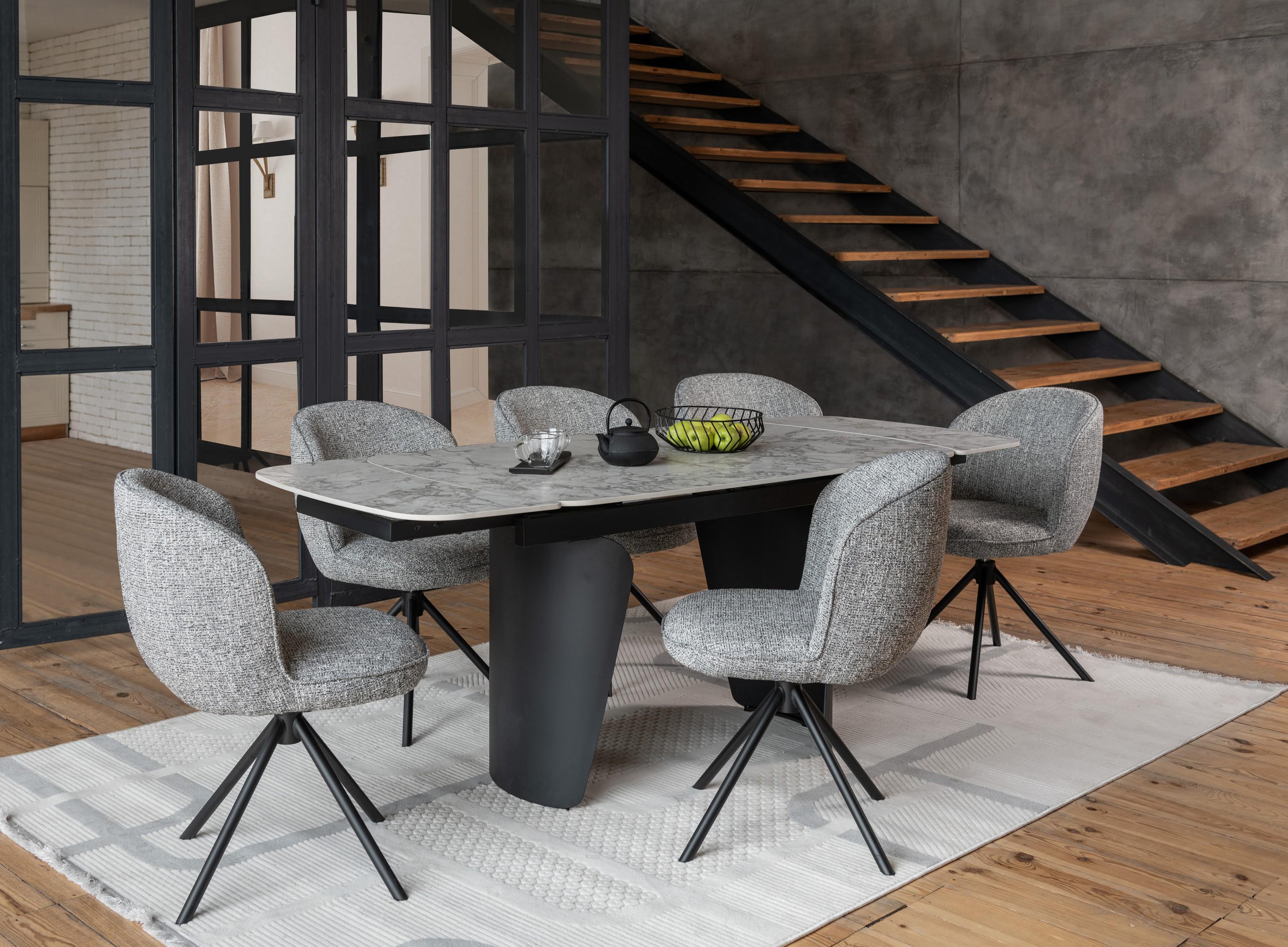 Обідній стіл розсувний Vetro Mebel Нардо 1400/2000х900x760 мм Клауді грей/Чорний TМL-1270) - фото 9