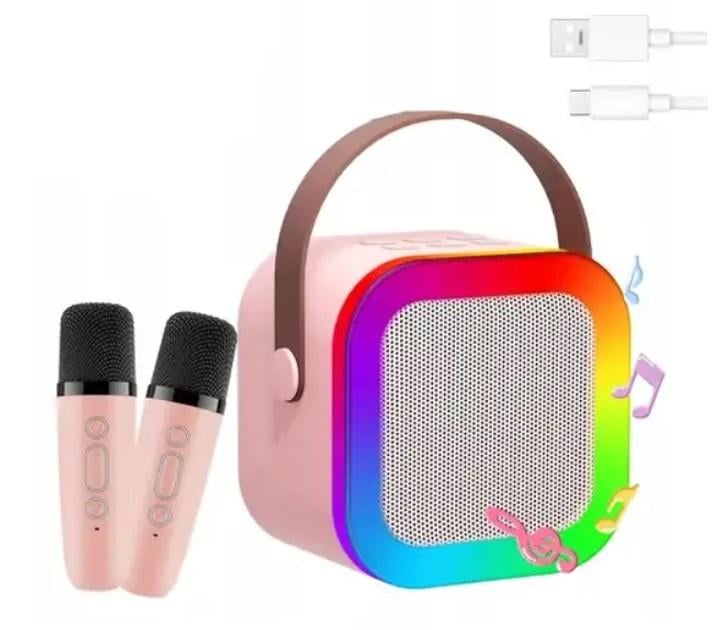 Колонка Bluetooth K12 Led з двома бездротовими мікрофонами Рожевий - фото 4 Колонка Bluetooth K12 Led з двома бездротовими мікрофонами Рожевий - фото 4