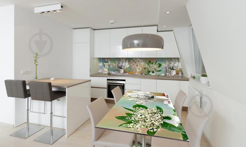 Наклейка на стол Zatarga  "Цветы и Ягоды" 600х1200мм Белый (Z180141st)