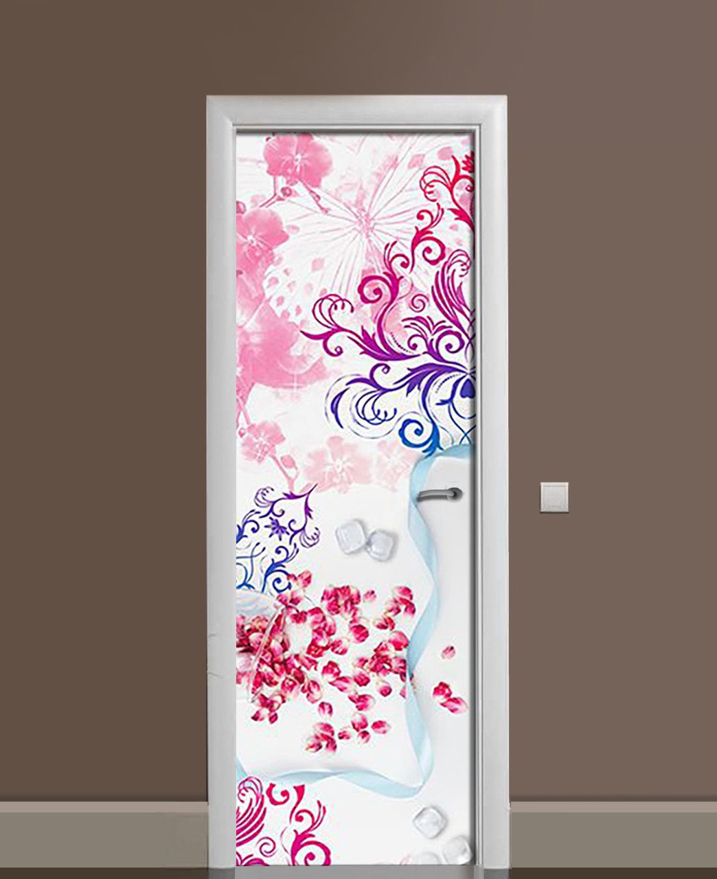 Наклейка 3D на двери Zatarga Лепестки и лед 650х2000 мм (1323453900)