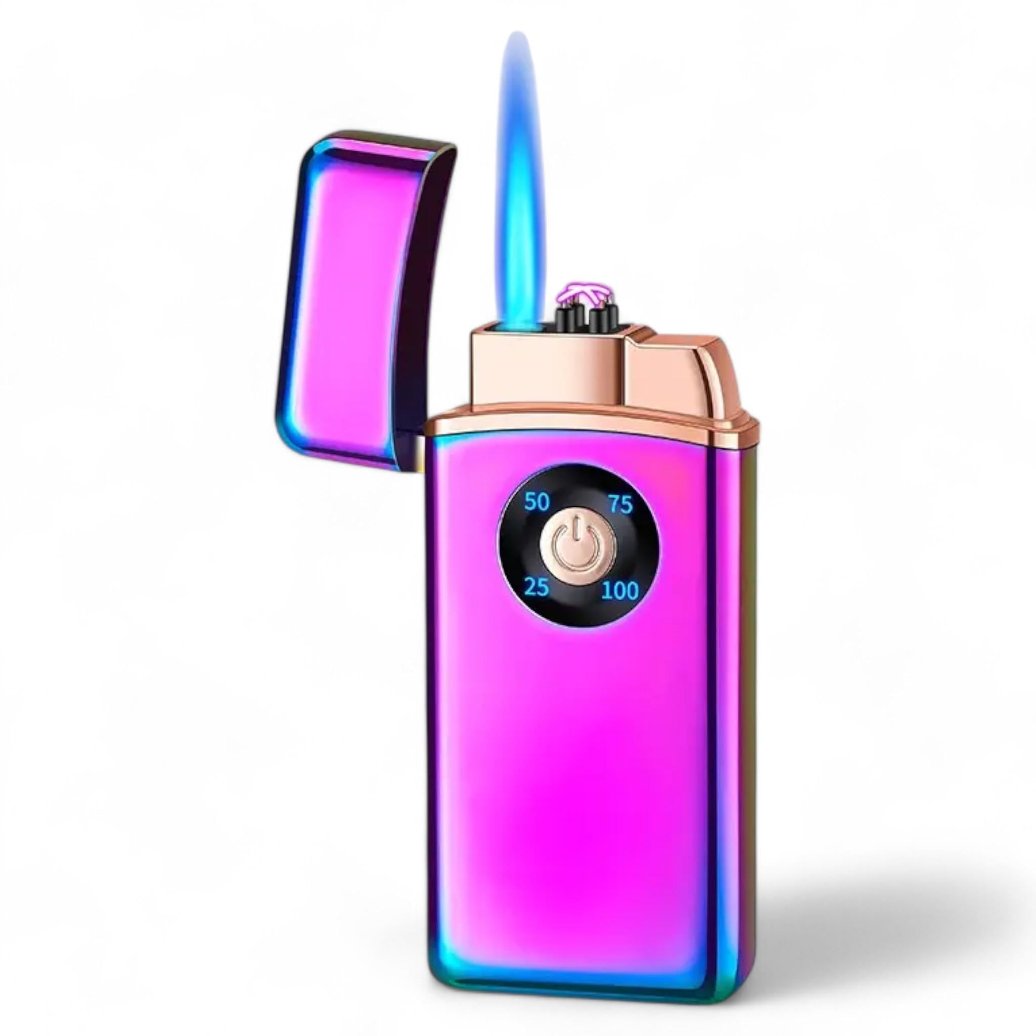 Зажигалка газовая Lighter L-421 2в1 дуговая электроимпульсная USB с индикатором заряда в подарочной упаковке Color (L-421 Color)