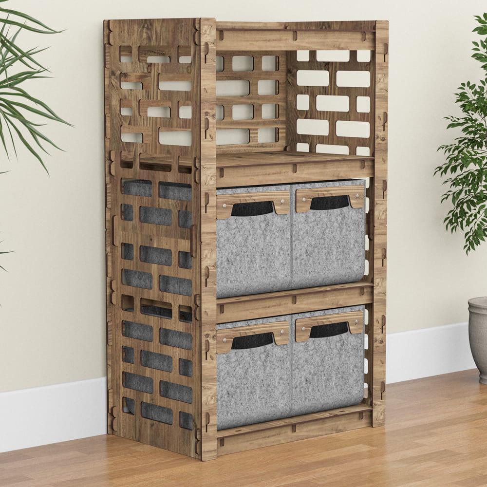 Комод для спальни деревянный Hexagonica Brickwall на 4 ящика серые корзины 900х528х345 мм (111299) Комод для спальни деревянный Hexagonica Brickwall на 4 ящика серые корзины 900х528х345 мм (111299)