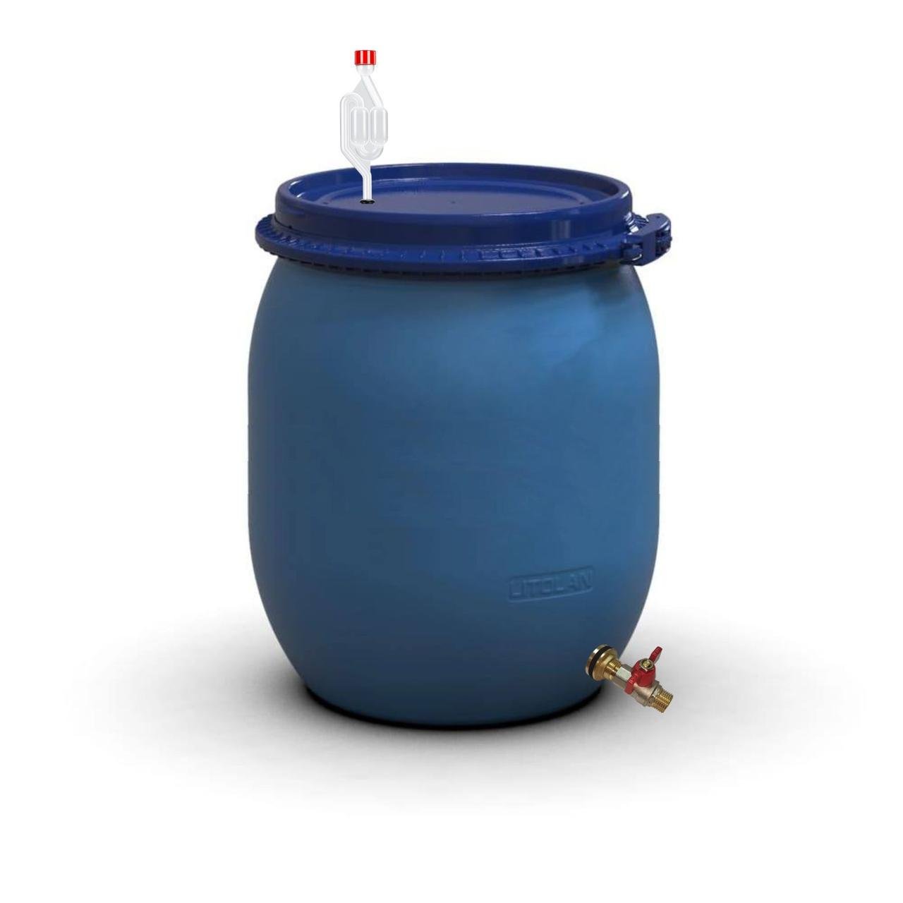 Бочка для брожения с винным клапаном S-образный и латунным сливным краном 1/2" 100 л (27585) - фото 1