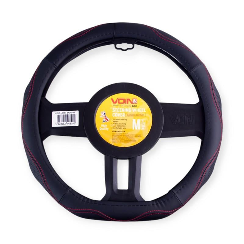 Чехол руля Vitol VLOD-L2164 BK/RD m кожа 37-39 см Черный (2684170453)