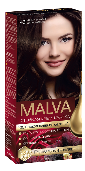 Фарба для волосся Malva Hair Color 142 Чорний шоколад (101305)