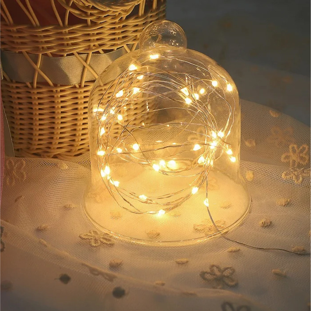 Гирлянда светодиодная роса на батарейках статический режим 20 LED IP44 2 м Теплый белый - фото 3 Гирлянда светодиодная роса на батарейках статический режим 20 LED IP44 2 м Теплый белый - фото 3