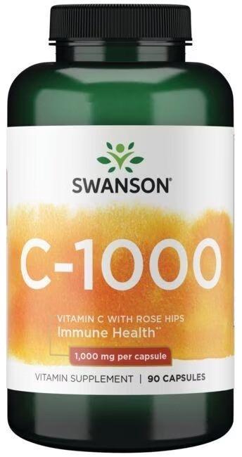 Вітамін С із шипшиною 1000 мг Swanson Vitamin C аскорбінова кислота для імунітету 90 капс. (1404441880)