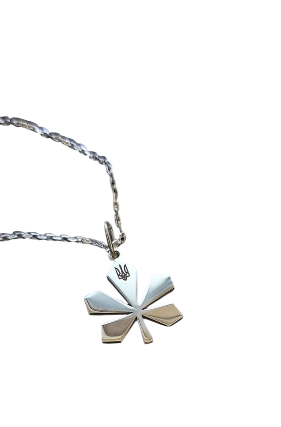 Кулон срібло Листок каштана символ Києва з тризубом 925 проба (2590232439)