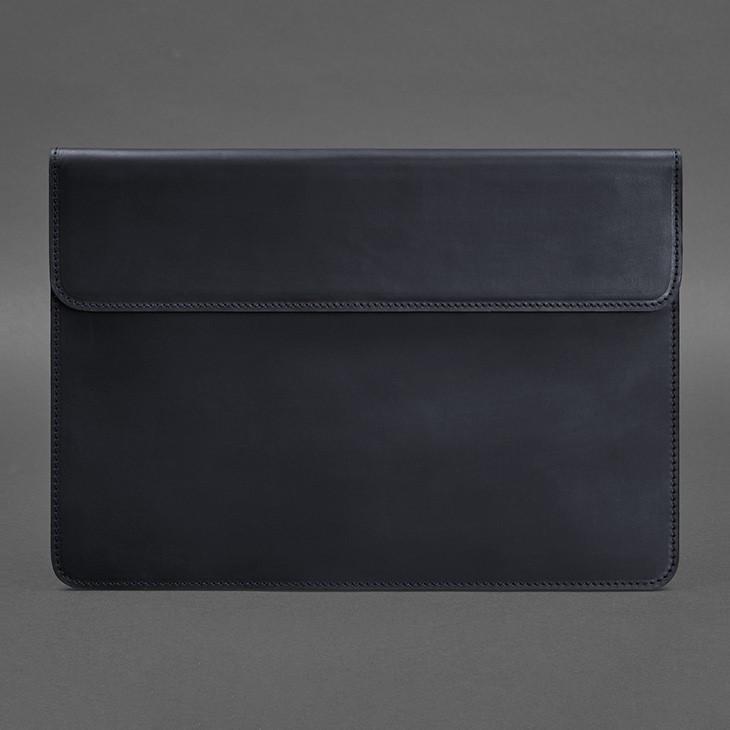 Чехол кожаный-конверт на магнитах для MacBook 14 Crazy Horse Синий (A-027598) - фото 2