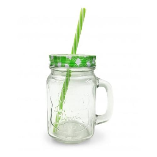 Чашка стеклянная с трубочкой Hoz 450 мл Зеленый (MSN-7366)