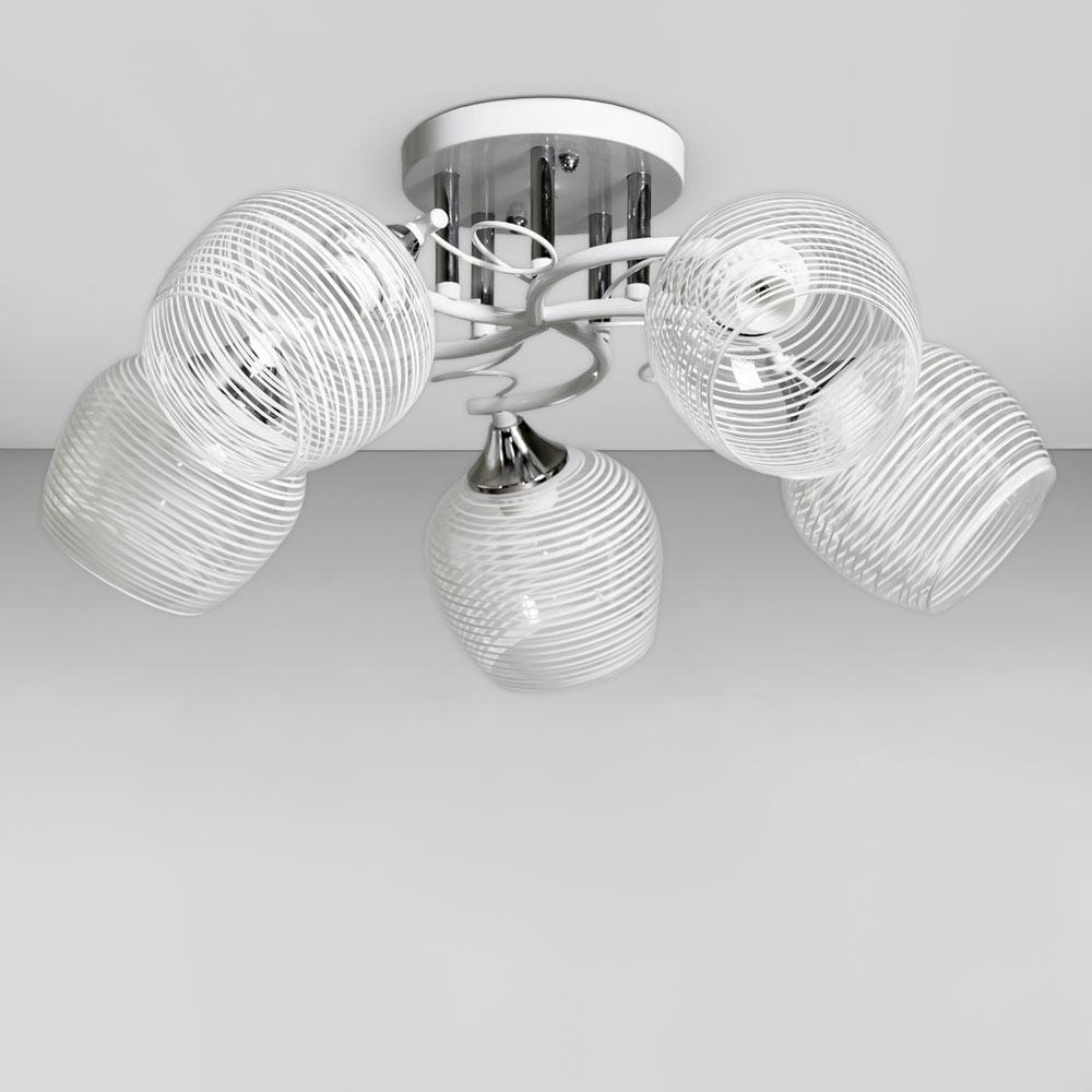 Люстра потолочная Light House SC-18744/5 WH/CR d 520х240 мм Белый/Хром/Прозрачный