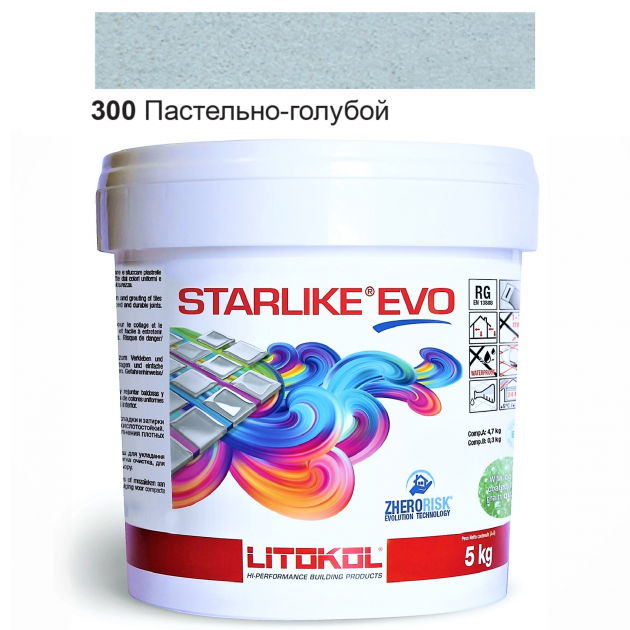 Затирка для плитки епоксидна Litokol Starlike EVO 5 кг 300 Пастельно-блакитний (STEVOAPS0005)