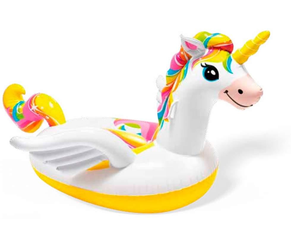 Надувний плотик для катання Intex 57561 «Єдиноріг» 198 х 140 х 102 см Жовтий