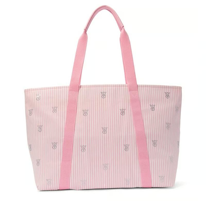 Сумка-шопер Victoria’s Secret у смужку з лого та стразами (27094084) - фото 2 Сумка-шопер Victoria’s Secret у смужку з лого та стразами (27094084) - фото 2