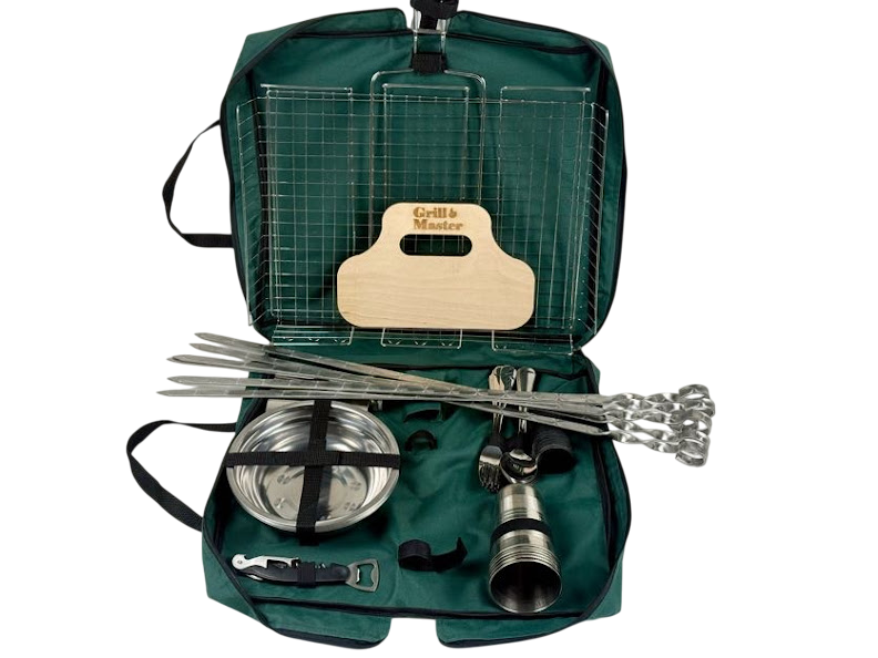 Набор шампуров для пикника из нержавеющей стали в текстильном чехле на 40 предметов Зеленый (14-10-PS-1006)