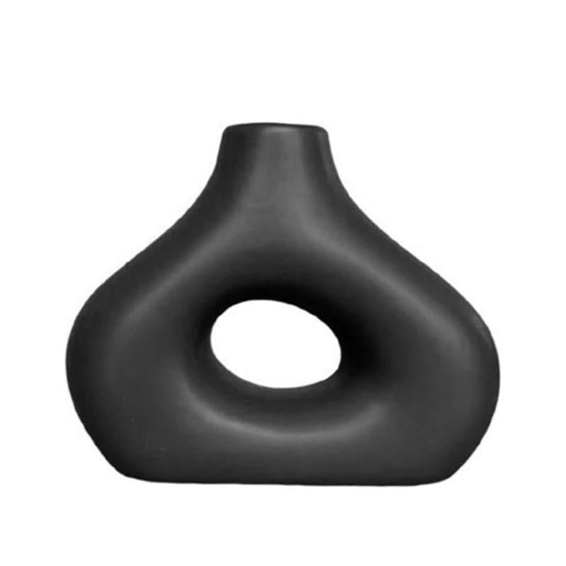 Ваза для цветов Lesko Скандинавский стиль фигурная керамическая Black (25713741)