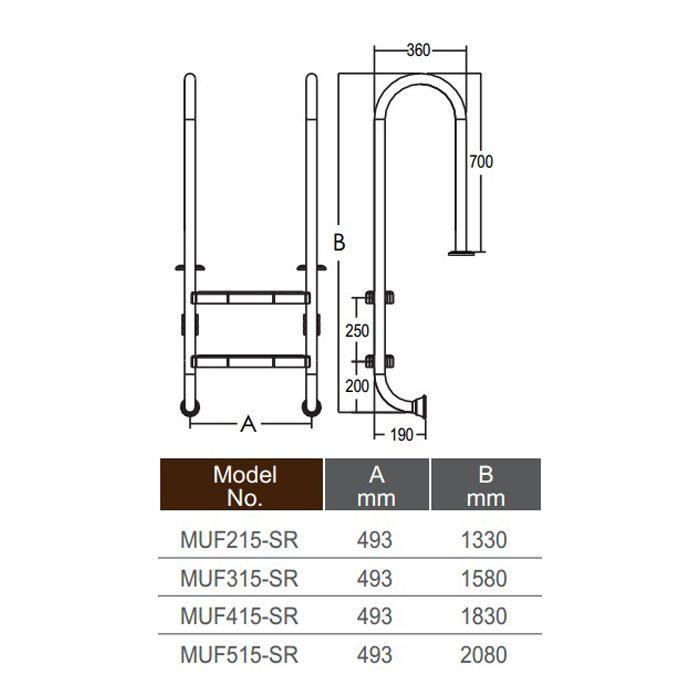 Лестница для бассейна Emaux Muro MUF315-SR 3 ступени - фото 3