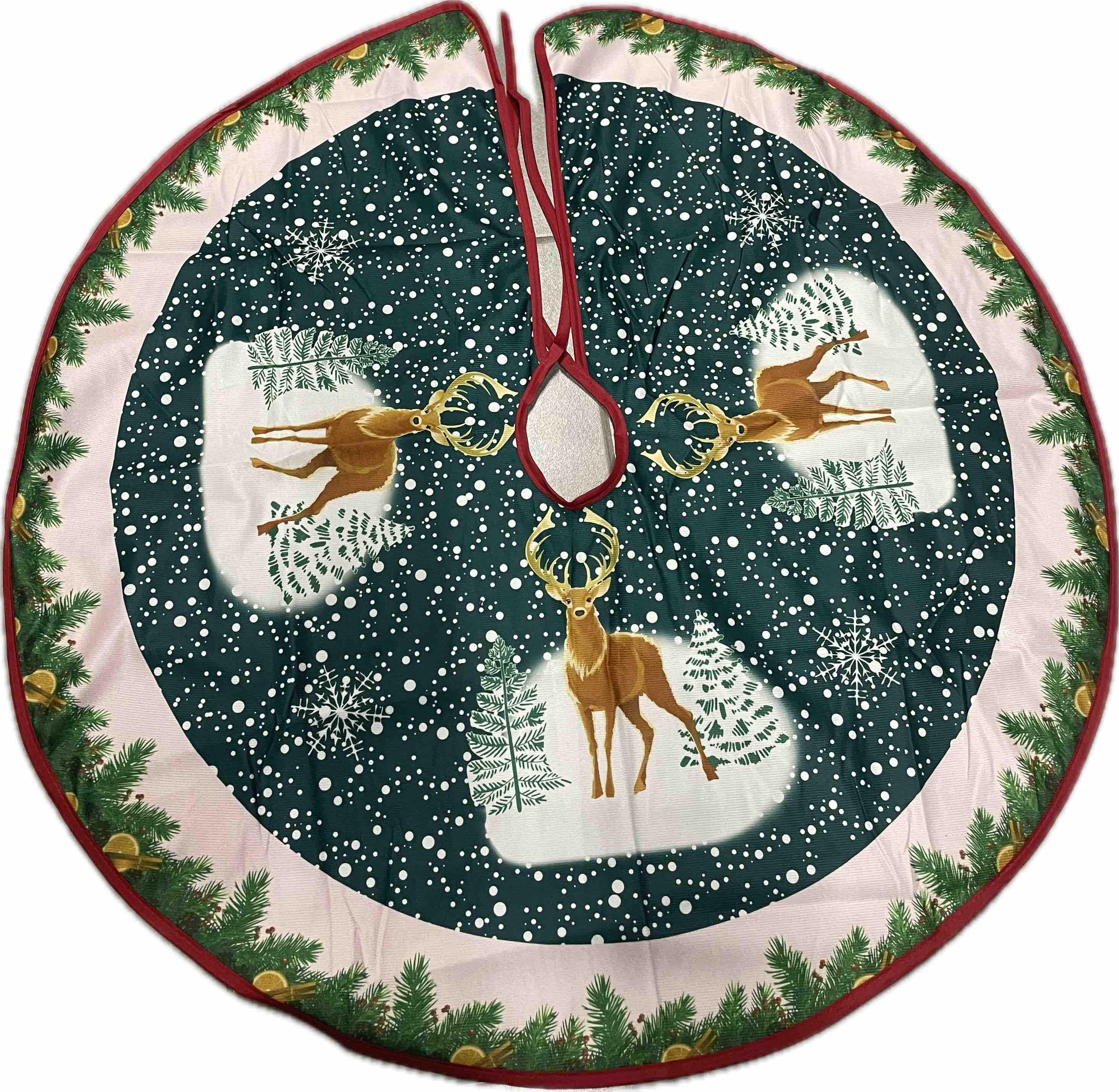 Килимок-спідниця під ялинку Stenson M50066 90 см Зелений з оленями