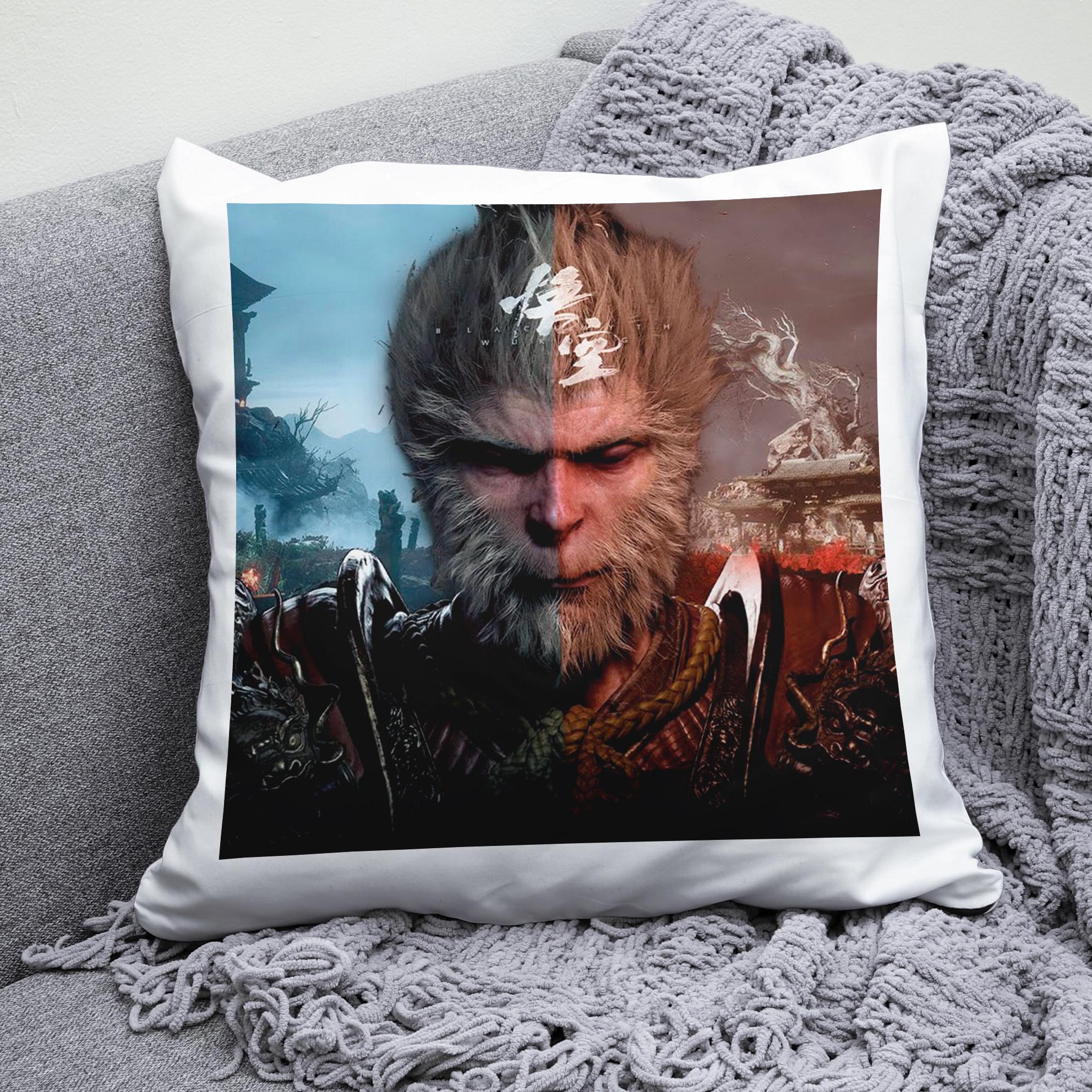 Плюшевая подушка квадрат с принтом игры Black Myth Wukong