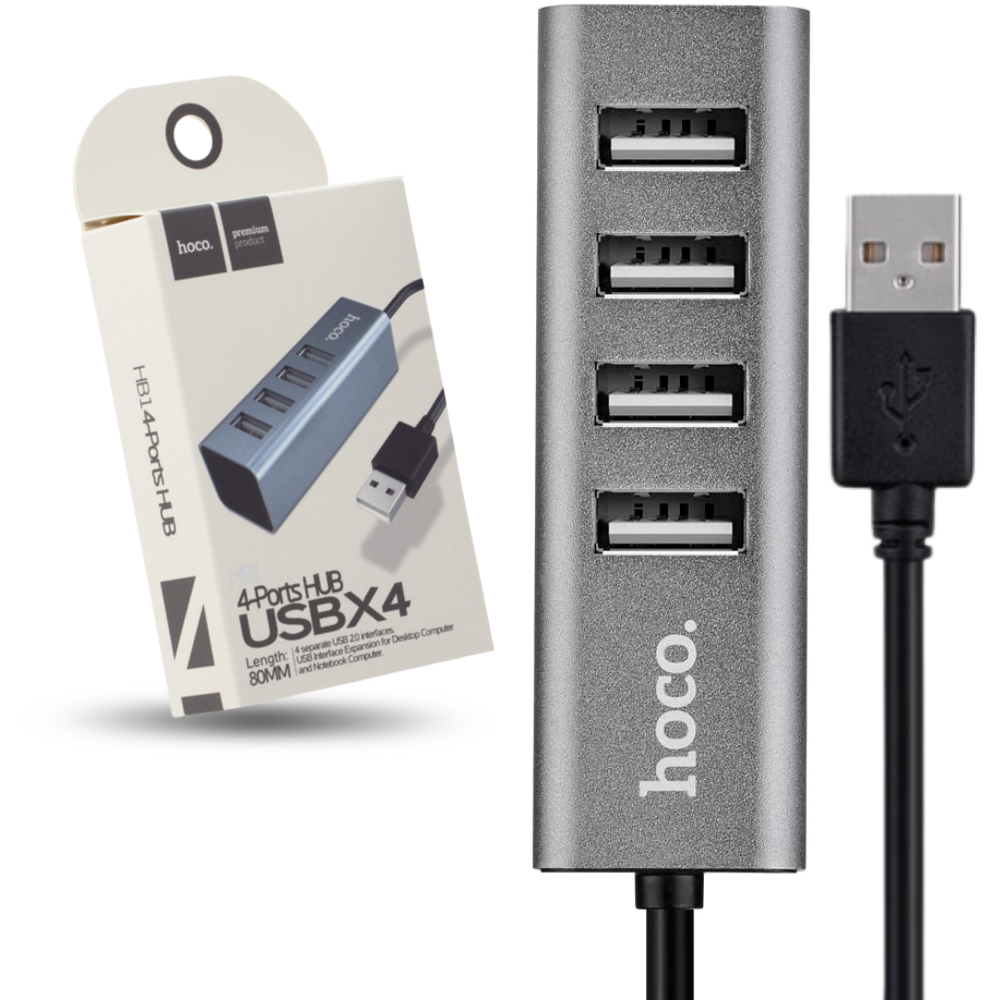 USB-хаб для ноутбука Hoco hub 2.0 4 порти із зовнішнім живленням (HB1)