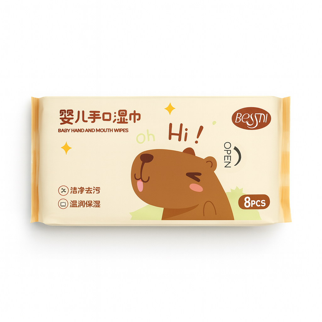 Салфетки влажные мини Капибара спанслей без спирта 8 шт. Желтый (0598)