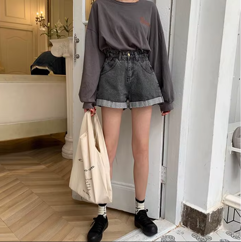 Шорты женские джинсовые высокая талия XXL Серый (ШАС4) - фото 7 Шорты женские джинсовые высокая талия XXL Серый (ШАС4) - фото 7