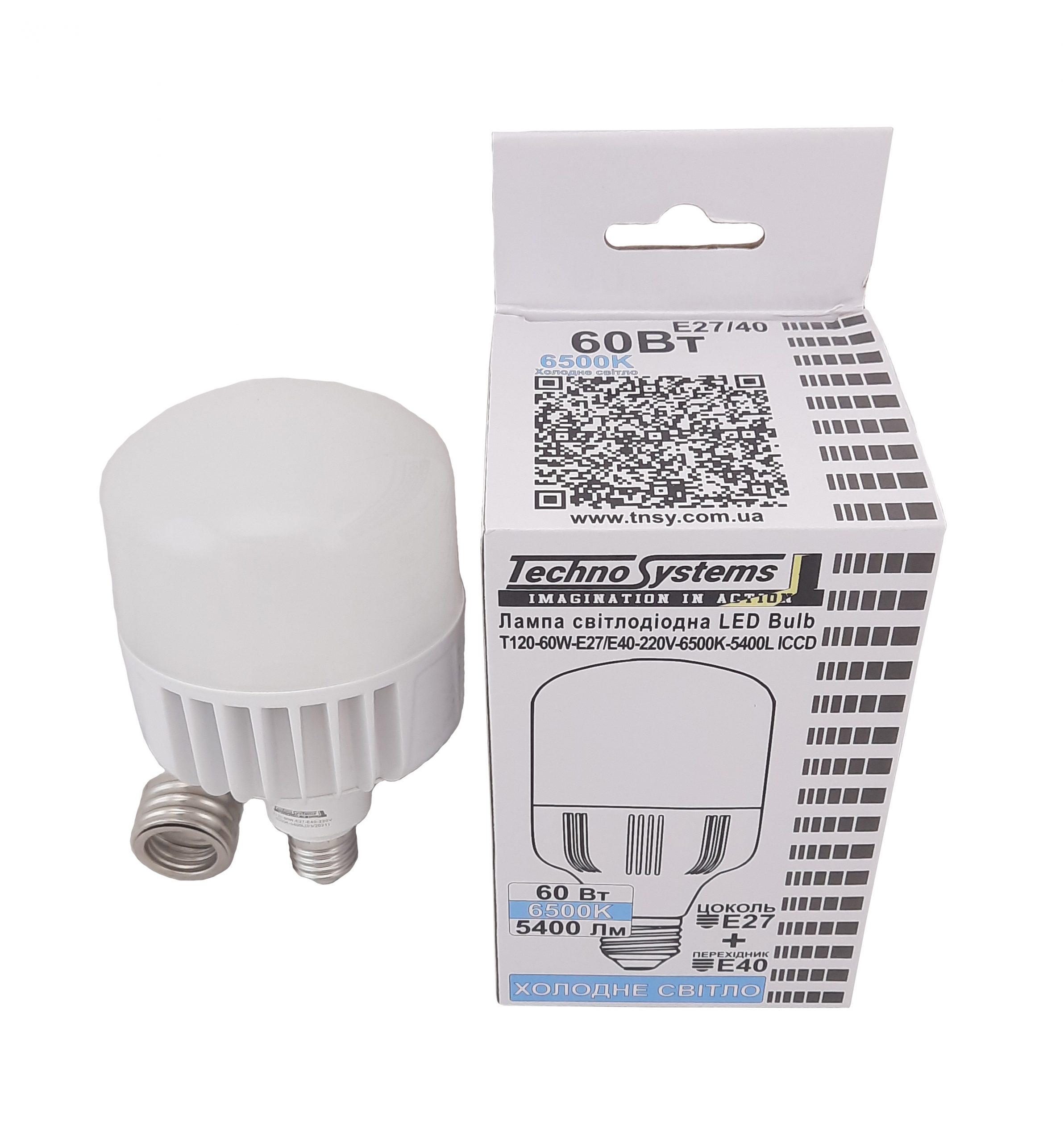 Лампа світлодіодна TechnoSystems LED Bulb T120 60Вт E27/E40 6500К 5400Лм ICCD TNSy5000511 - фото 7