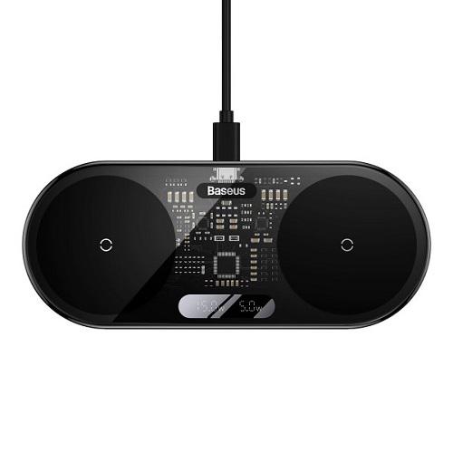 Зарядний пристрій BASEUS WXSX010101 20W Digital LED Display бездротовий з цифровим дисплеєм Black (566450)