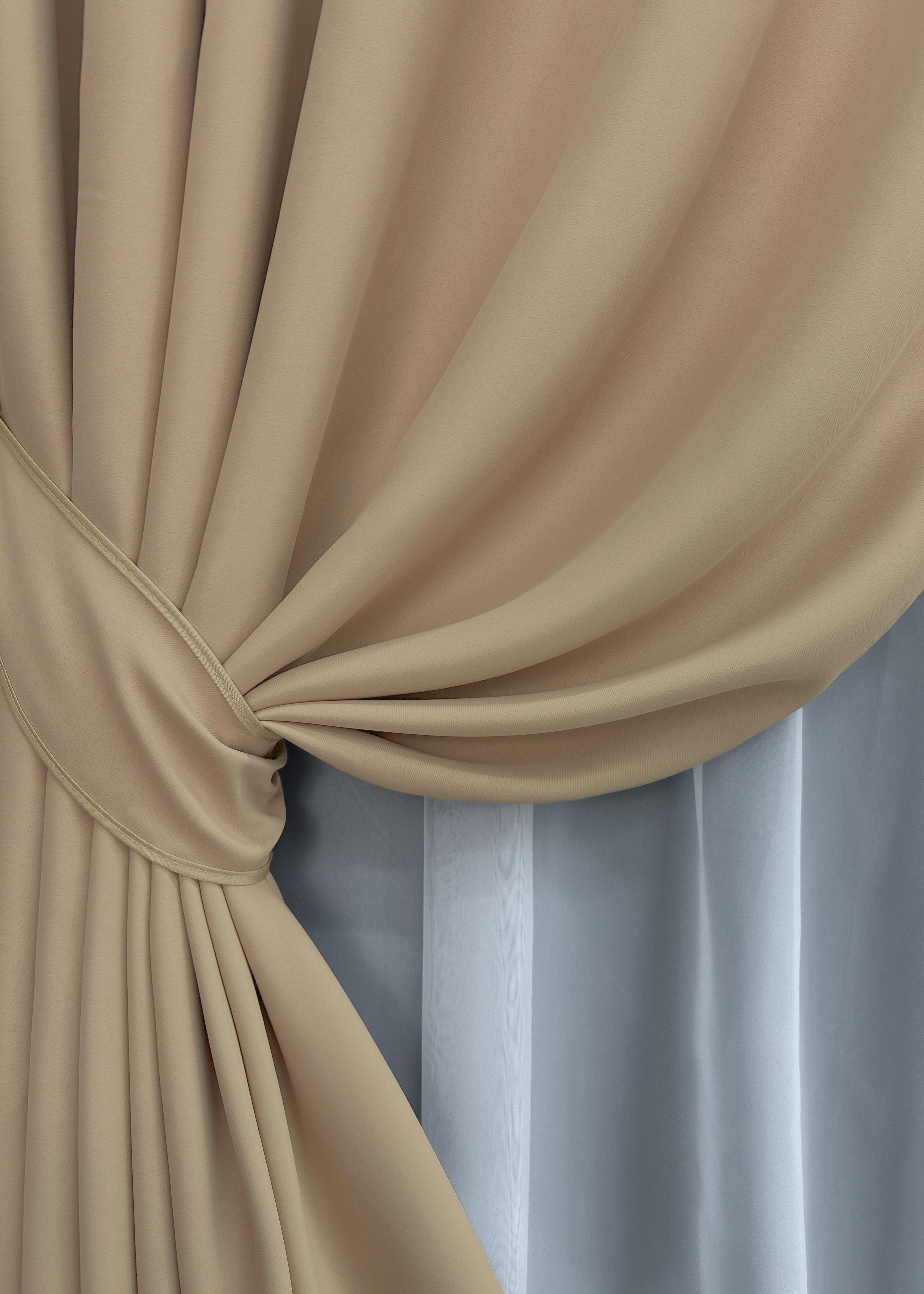 Комплект готовых штор VR-Textil Блэкаут Bagema Rvs №1240ш 150х295 см 2 шт. Бежевый (33-0623) - фото 4