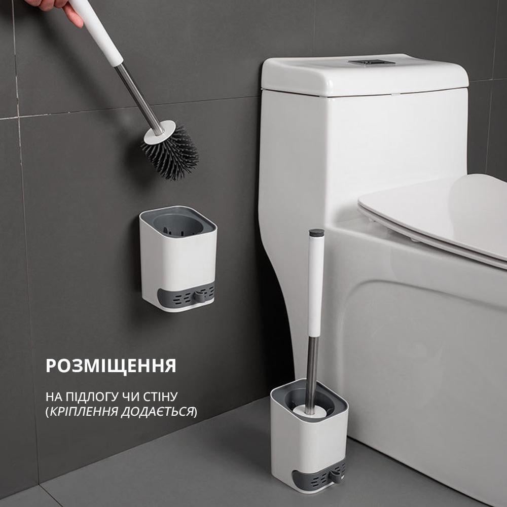 Ершик для унитаза силиконовый с креплением на стену Белый (19140924) - фото 6