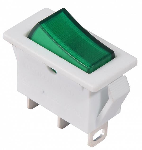 Переключатель АСКО-Укрем KCD3-101N-13 GR/WH 1 клавиша 1NO с подсветкой 28 мм 220 V Зеленый неон (A0140040041)