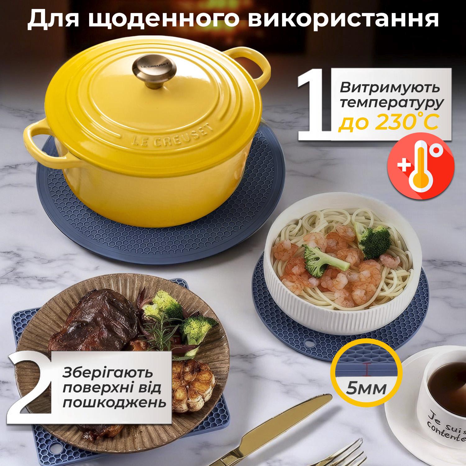 Подставки под горячее силиконовые 3 шт. Синий - фото 4