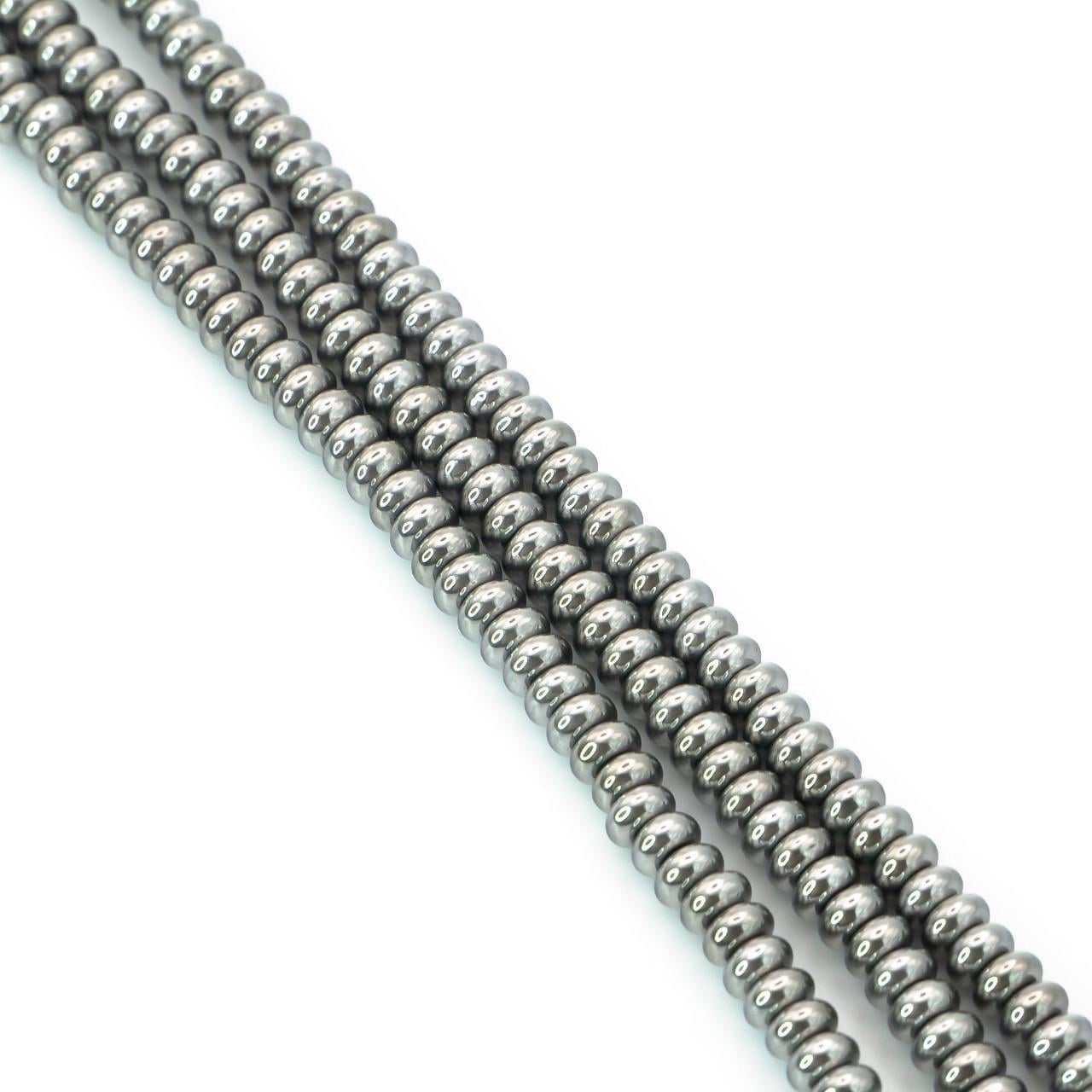 Бусины гематитовые Рондель 4х2 мм 40 см 180 шт. Серебристый (БГ0402а00)