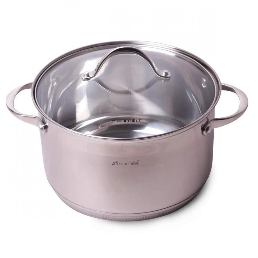 Кастрюля с крышкой Kamille KM-4722S из нержавеющей стали 7-слойное дно 22х13,5 см 5 л (1188413712)