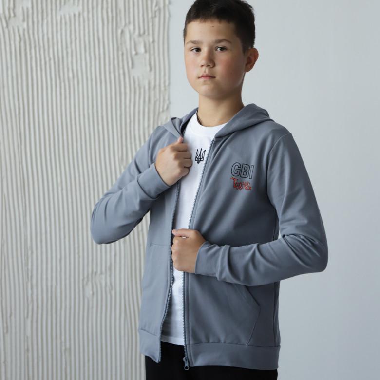 Кофта детская для подростка GBI TEENS на молнии 164 см Серый (13757)