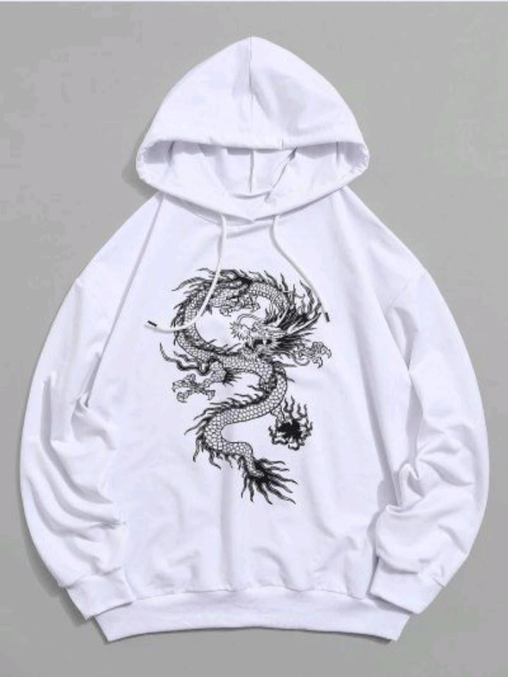 Худі оверсайз з ДТФ-принтом 78-307 на флісі M Білий (35645)