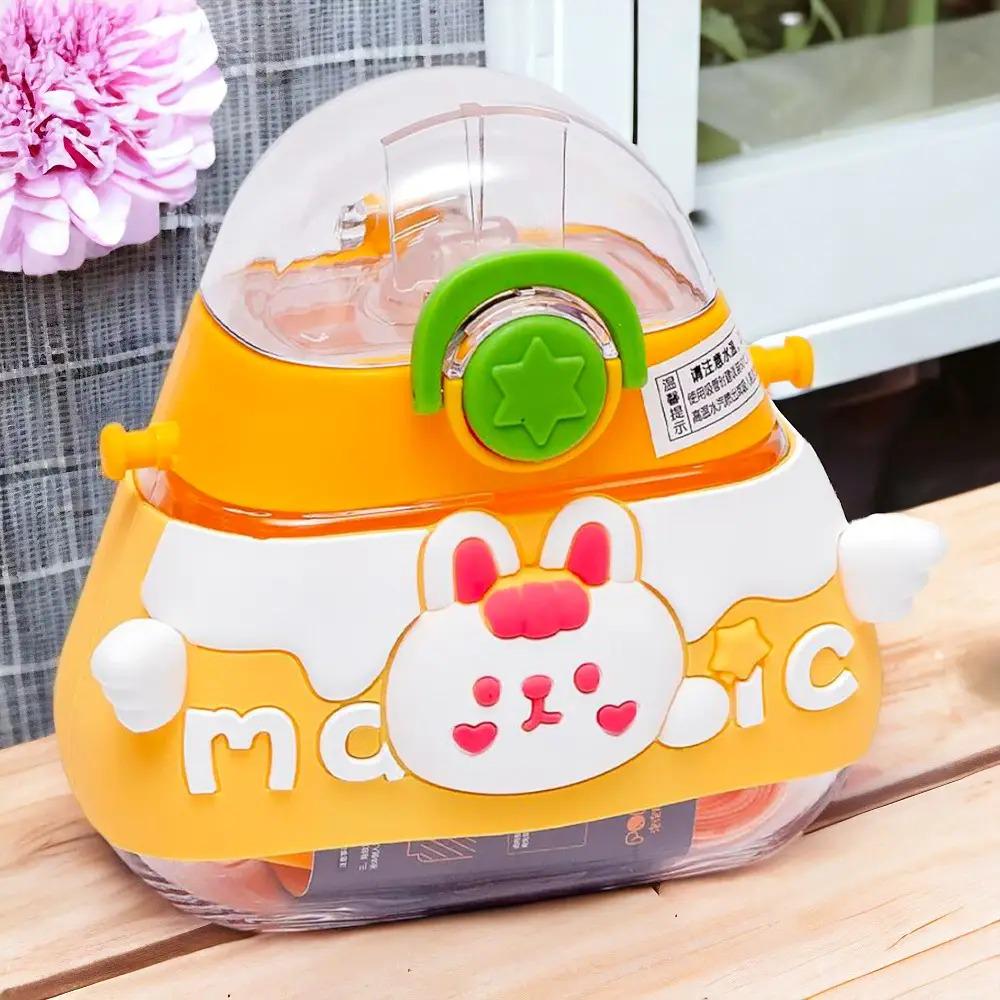 Дитяча пляшка для води з силіконовою трубочкою та ремінцем POP02313 520 мл Помаранчевий - фото 7