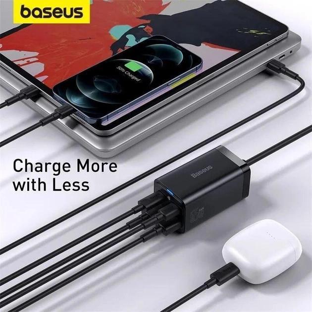 Сетевое зарядное устройство BASEUS GaN3 Pro Desktop Fast Charger 2 USB/2 Type-C/кабель Type-C 100W (2213001016) - фото 7 Сетевое зарядное устройство BASEUS GaN3 Pro Desktop Fast Charger 2 USB/2 Type-C/кабель Type-C 100W (2213001016) - фото 7