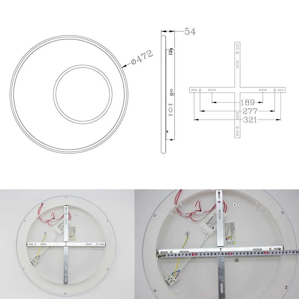 Люстра светодиодная ESLLSE INFINITO R с пультом 60 Вт 472x54 мм Черно-белый (10571) - фото 6