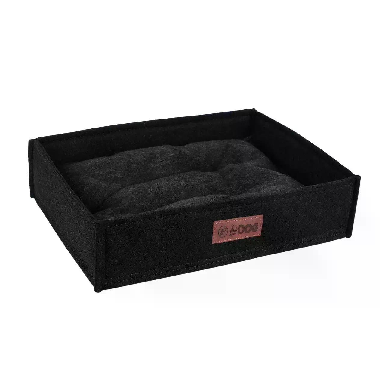 Лежак с бортиком прямоугольный HiDog для собак и кошек мягкая лежанка для сна и отдыха 30х40х9 см Черный (3503)
