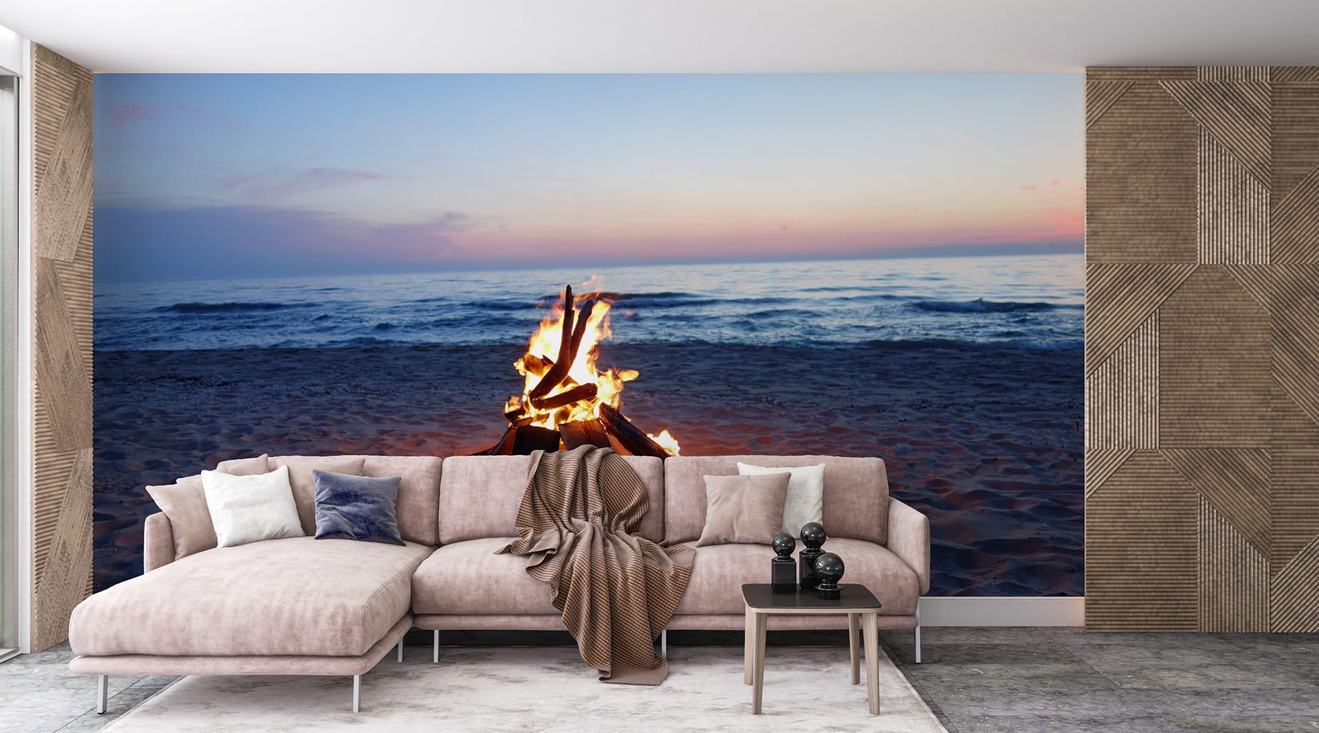 Фотошпалери флізелінові Styleo Print-walls Багаття біля моря 0296 350х270 см (Pw-0296/3)