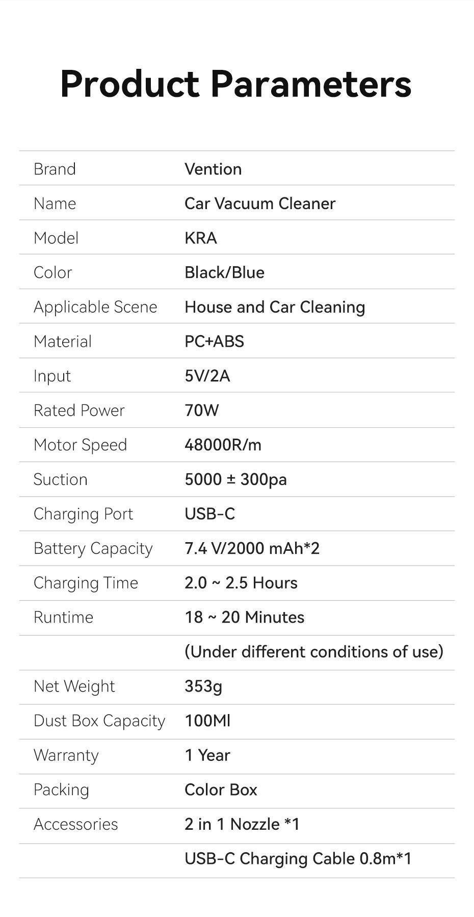 Автопилосос бездротовий Vention 70W 5000Pa Синій (KRAL0) - фото 8