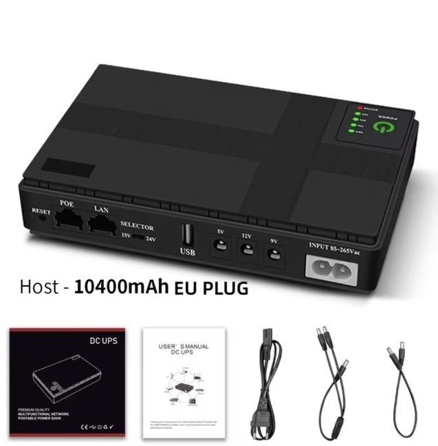 Блок безперебійного живлення для роутера UPS DC1018P 5V/9V/12V 10400 mAh USB POE LAN порти (2326693420) - фото 4