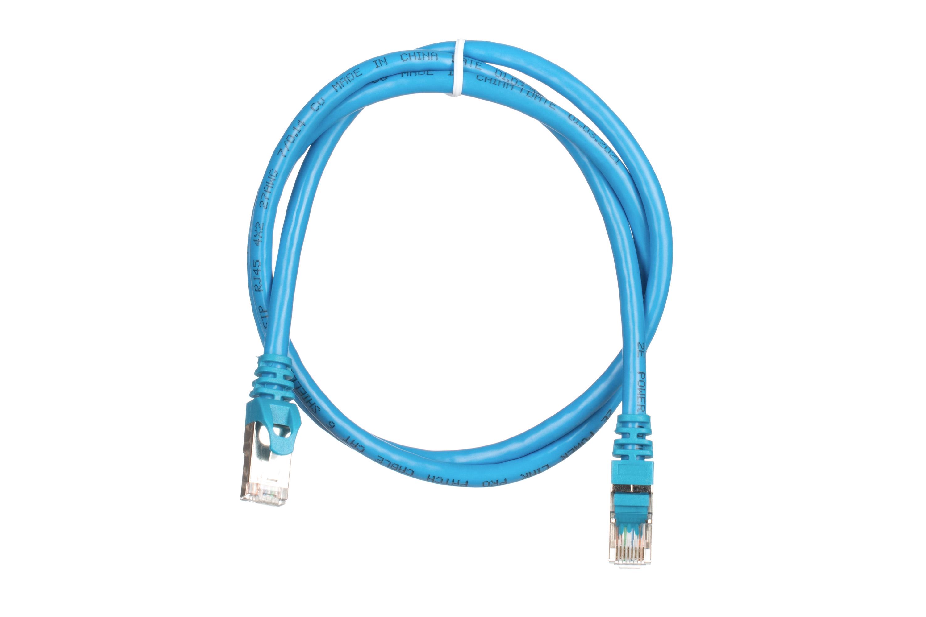 Патч-корд 2E Cat 6 27AWG с двойным экранированием S-FTP 1 м Синий (2E-PC6SFTPCOP-100BL) - фото 1