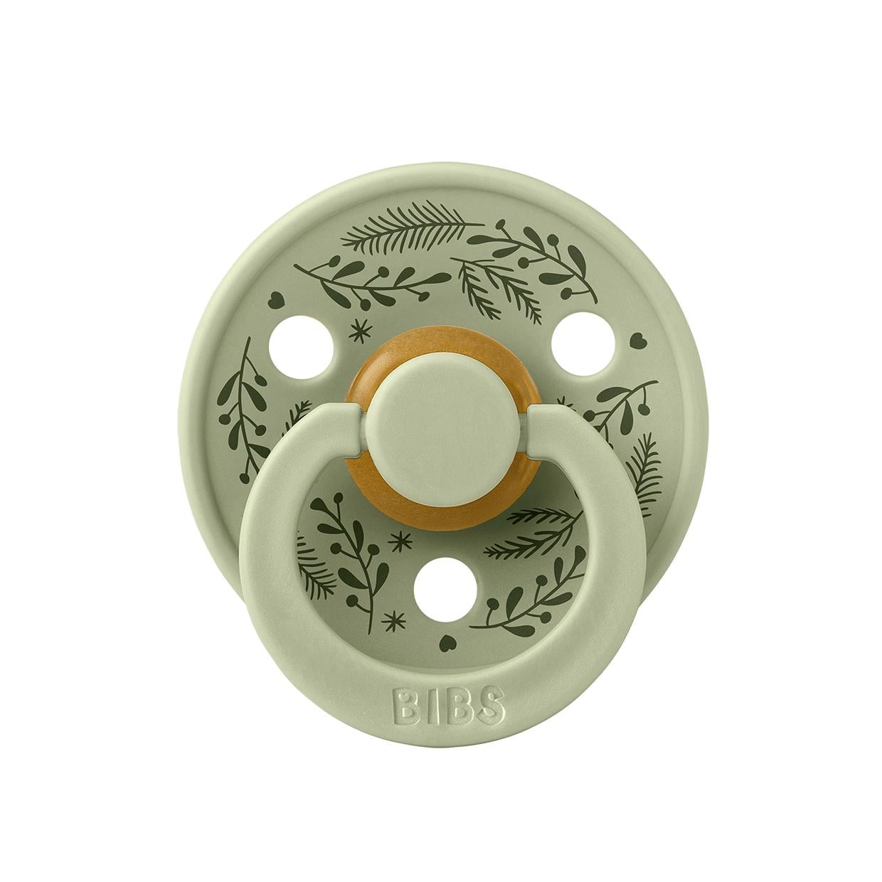 Пустушка кругла BIBS Pacifier Colour Holiday Leaf Latex Round Sage Hunter 6-18 міс Green (188)